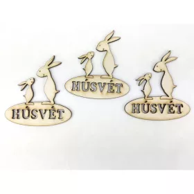   Natúr fa - Nyuszi apa "HÚSVÉT" ovál tábla 7x7,5cm 3db/csomag