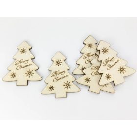   Natúr fa - "Merry Christmas" fenyő 8cm 5db/csomag