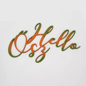Natúr fa - Hello Ősz felirat 20cm festett