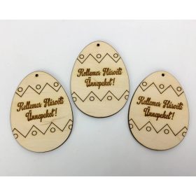   Natúr fa - "Kellemes Húsvéti Ünnepeket!" gravírozott tojás 6x8cm 3db/csomag