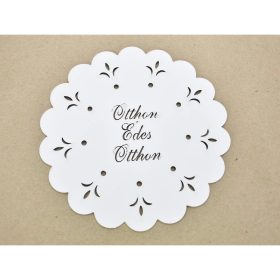   Díszes "Otthon Édes Otthon" tábla koszorúra fehér 18cm