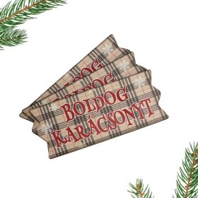   Nyomtatott dekorkarton - Karácsonyi szalag tábla - burberry 3db