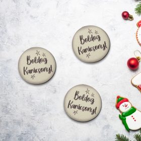   Nyomtatott fa tábla - Boldog Karácsonyt tábla 3db/csom Krém/barna