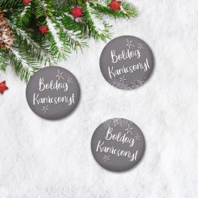   Nyomtatott fa tábla - Boldog Karácsonyt tábla 3db/csom Szürke/fehér