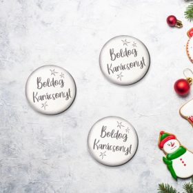   Nyomtatott fa tábla - Boldog Karácsonyt tábla 3db/csom Fehér/szürke