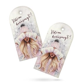   Nyomtatott fa tábla - Vintage karácsonyi tábla 2db/csom - Női arc