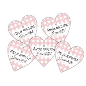 Nyomtatott fa tábla - Anyák napjára - rózsaszín 4cm 5db