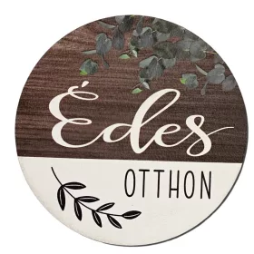   Nyomtatott fa tábla koszorú közép - Édes otthon eukaliptusz 14,8