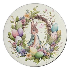   Nyomtatott fa tábla koszorú közép - Nyuszis koszorú tojásokkal 14,8 cm