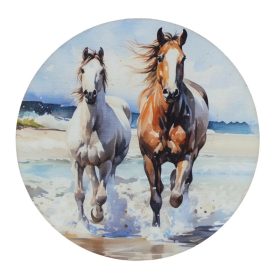   Nyomtatott fa tábla koszorú közép - Lovak tengerparton 14,8