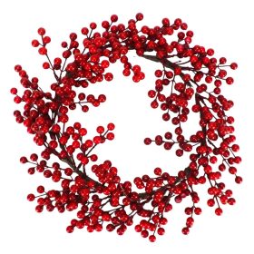 Piros bogyós koszorú 35cm