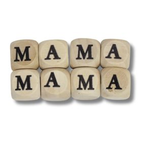  Nyomtatott fa dobókocka natúr - MAMA felirattal 2szett/csomag