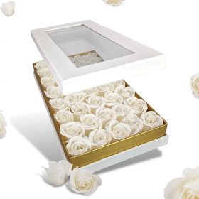   Prémium szappanrózsa szelence átlátszó tetejű fehér rózsával