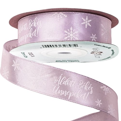 "Blessed, Peaceful, Holidays!" satin ribbon with inscription 20mm x 20m - Light purple