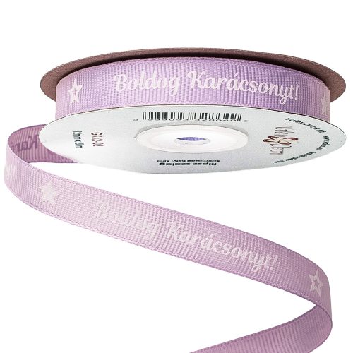 "Merry Christmas!" printed grosgrain ribbon 12mm x 20m - Light purple