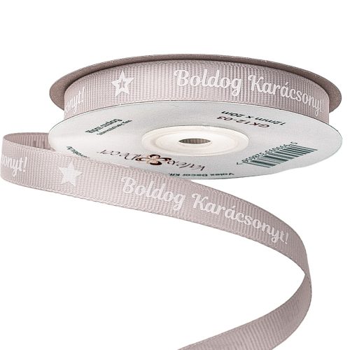 "Merry Christmas!" printed grosgrain ribbon 12mm x 20m - Champagne