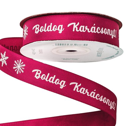 "Merry Christmas!" label grosgrain ribbon 20mm x 20m - Burgundy