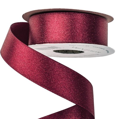 Csillogó szatén szalag 25mm x 10m - Wine red