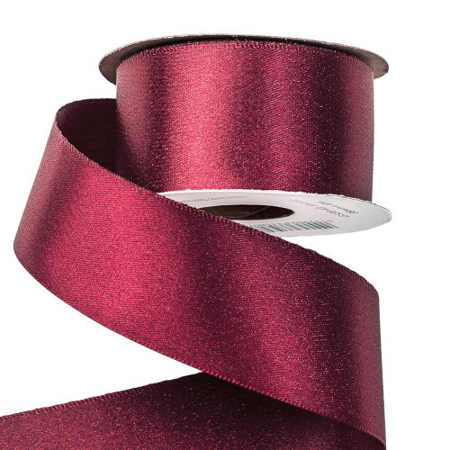 Csillogó szatén szalag 38mm x 10m - Wine red