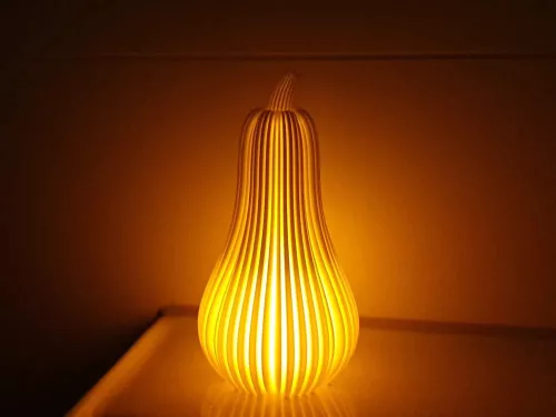 3D nyomtatott magas halloweeni tök dekoráció LED teamécseshez – 8,4 cm x 16 cm – peach