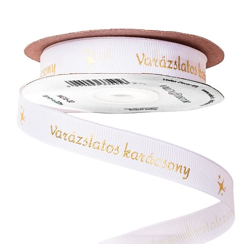 "Magical Christmas!" label grosgrain ribbon 16mm x 20m - White