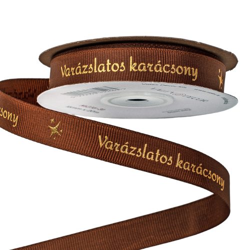 "Magical Christmas!" label grosgrain ribbon 16mm x 20m - Brown