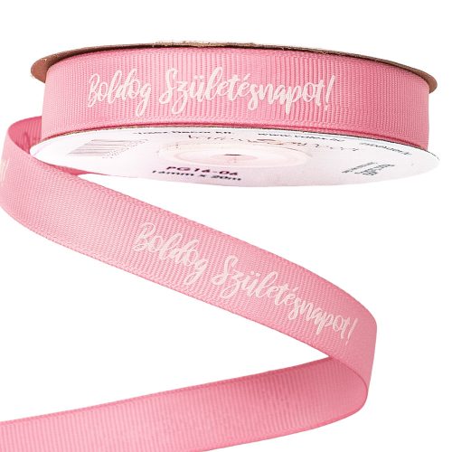 "Happy Birthday!" printed grosgrain ribbon 16mm x 20m - Pink