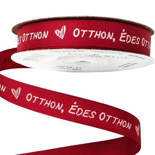 "Otthon, Édes Otthon" feliratos ripsz szalag 16mm x 20m - Bordó