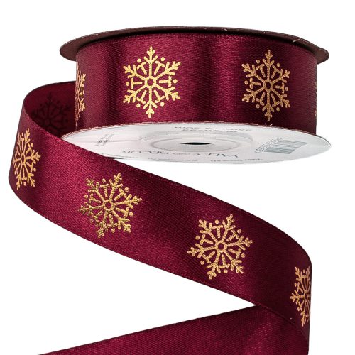 Hópelyhes szatén szalag 25mm x 20m - Wine red