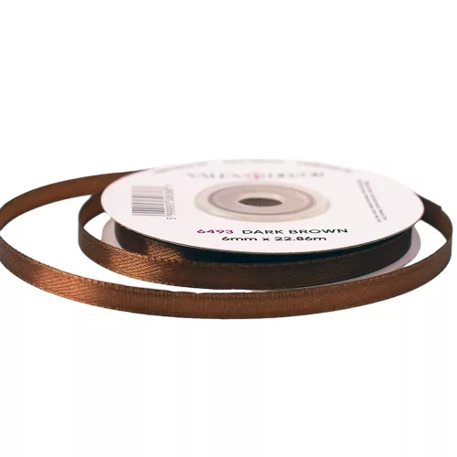 Szatén szalag 6mm x 22.86m - Sötétbarna