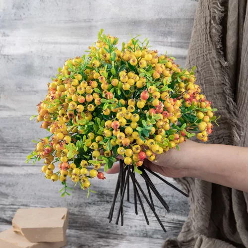 Bogyós ág, 28.5cm magas - Sárga