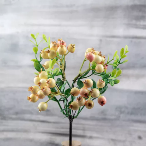 Bogyós ág, 28.5cm magas - Fehér/Rózsaszín