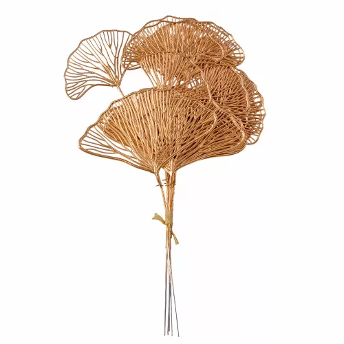 Metál arany gingko biloba köteg, 6 szálas, 37cm magas