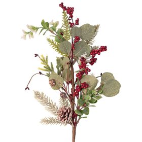   Téli ág fenyővel, eukaliptusszal, bogyókkal és tobozzal, 67cm magas