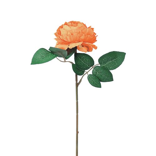 Selyemvirág rózsa szál, 28cm magas - Narancssárga