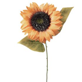   Napraforgó selyemvirág szál, 50cm magas - Világos narancssárga