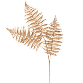 Dekoratív páfránylevél ág, 56cm magas - Arany