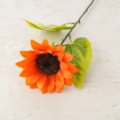 Napraforgó selyemvirág szál, magasság: 37cm - Narancs