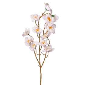 Barackvirág selyemvirág ág, 84cm - Fehér