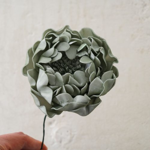 Peonia selyemvirág szál, 26cm - Zöld