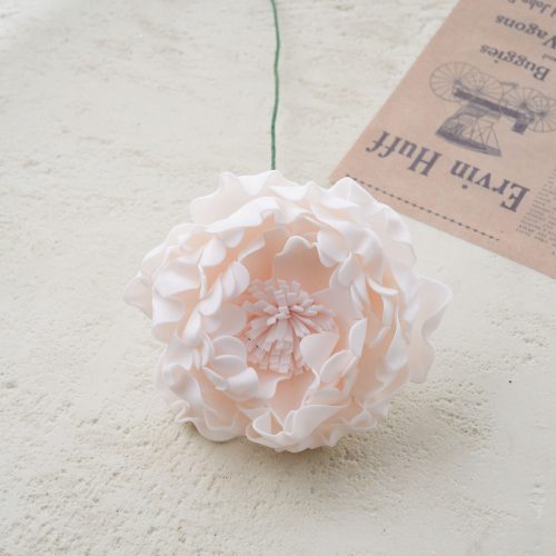 Peonia selyemvirág szál, 26cm - Világos pezsgő