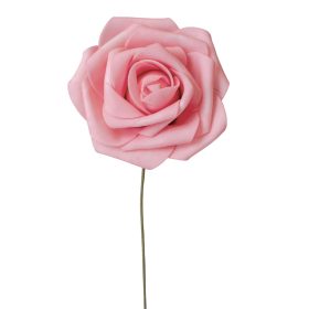 Rózsa selyemvirág szál, 23cm - Rózsaszín