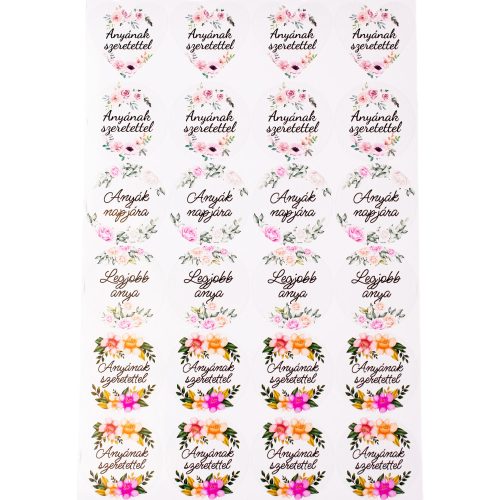 Anyák napi matrica szett, 24db.-os - 5cm