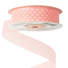 Pöttyös organza szalag 20mm x 20m - Púder rózsaszín