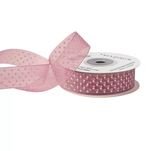 Pöttyös organza szalag 20mm x 20m - Mályva