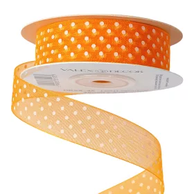 Pöttyös organza szalag 20mm x 20m - Világos narancssárga