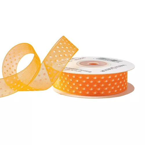 Pöttyös organza szalag 20mm x 20m - Világos narancssárga