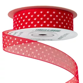 Pöttyös organza szalag 20mm x 20m - Piros