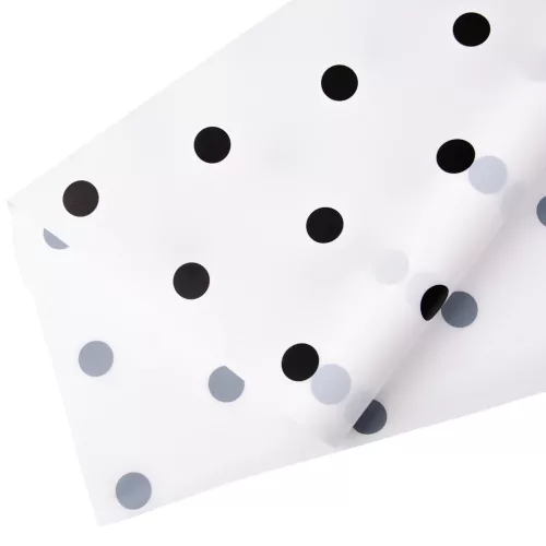 Pöttyös fólia tekercs 58cm x 10m - Fehér / Fekete