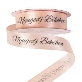   "Nyugodj Békében" feliratos szatén gyász szalag 20mm x 20m - Pezsgő